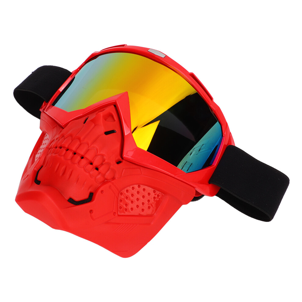 Motorcycle Skull Goggle Face Cover Frame Lens Windproof Helmet Glasses Red 8491373590588