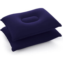 Firkantet, floket stof, ultralet, oppustelig pude til rejser, kontor, vandreture, ergonomisk design, justerbar dobbelt spænde, bærbar støtte til