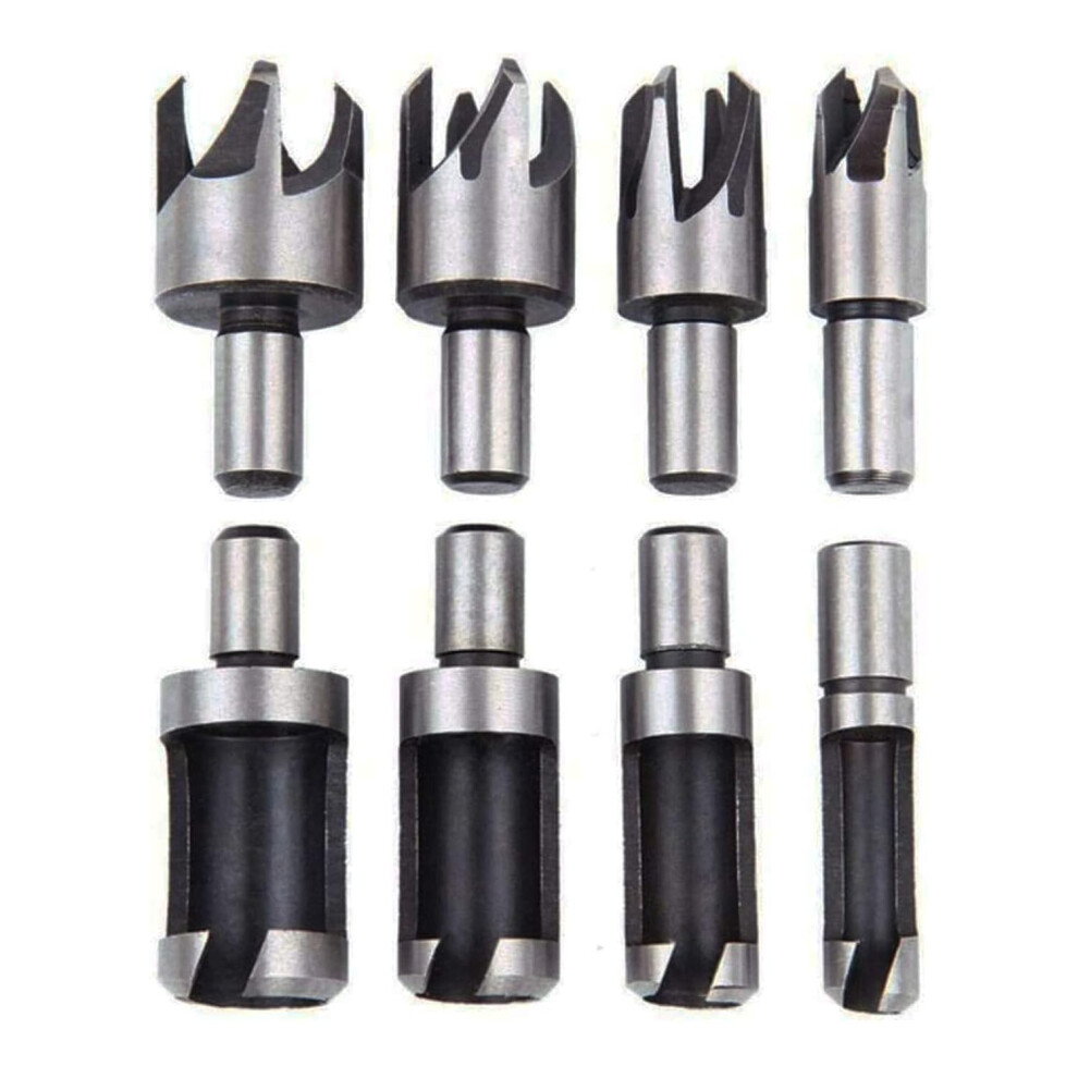 Woodworking Precision: Metric Carbon Steel Wood Plug Cutter Set For Bench Drill Use, Exquisite 8Pcs Straight And Tapered Claw Drill Bit Tool, 9448196642702