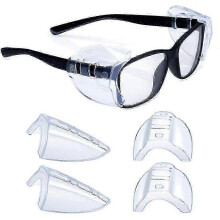 (2Pairs) Safety Glasses Side Shields For Eye Glasses, Slip On Clear Eye Glasses Side Shields, Fits Small To Large Eyeglasses