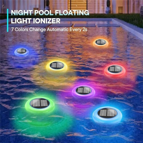 Upgraded Solar Pool Lonizer Copper Pool Lonizer Auto Switching LED Night Light Pool Ionizer Floater Auto Pool Cleaner 2