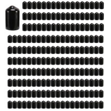 200 Unidades Tampas de Borracha de 9,5 mm de Diâmetro Interno de PVC Tubo Redondo Tampa Protetores de Rosca de Parafuso Preto