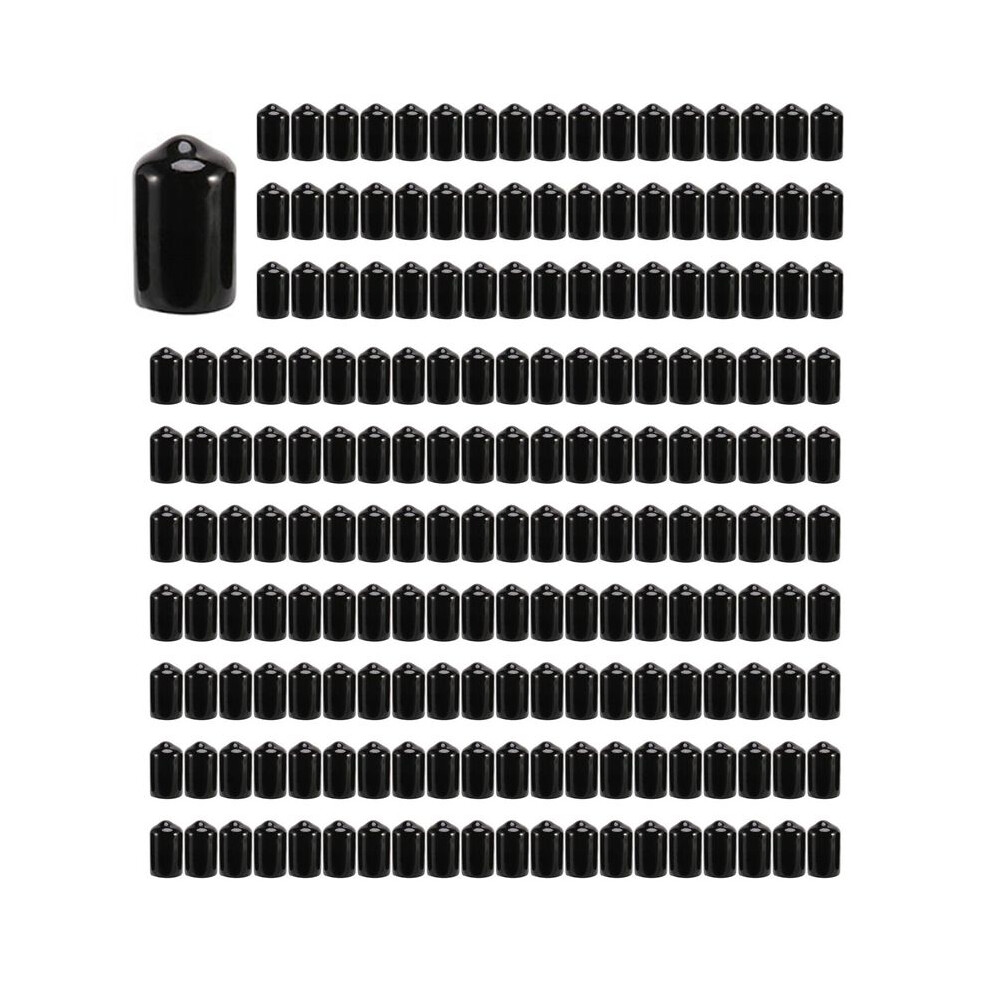 200Pcs Rubber End Caps 9.5Mm Id Pvc Round Tube Bolt Cap Cover Screw Thread Protectors Black 4713767919244