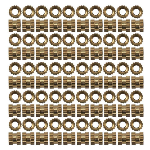 M2 X 3mm Brass Cylinder Knurled Threaded Round Insert Embedded Nuts 1000pcs 1