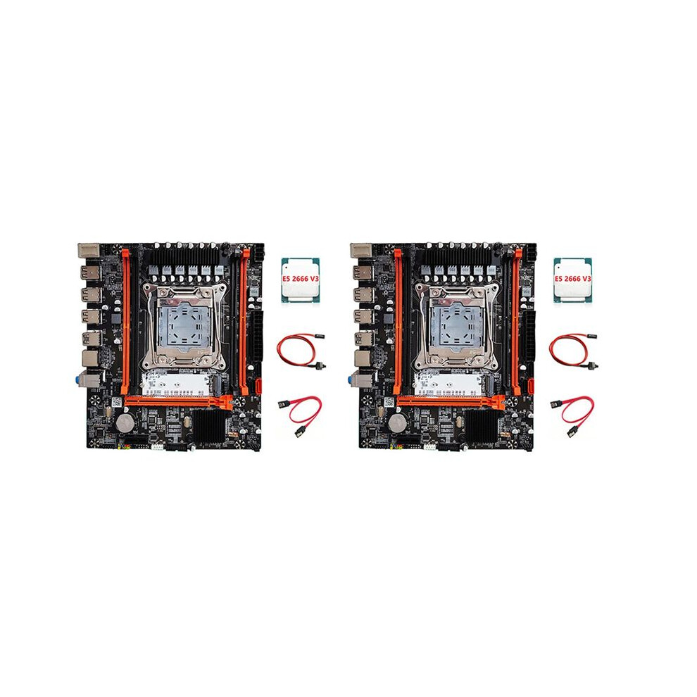 2X X99h Motherboard+E5 2666 V3 Cpu+ Cable+ Cable Kit Lga2011-V3 Ddr3x4 Ram Slot M.2 Nvme Pci-E 3.0 X16 Sata3.0 6033461092721