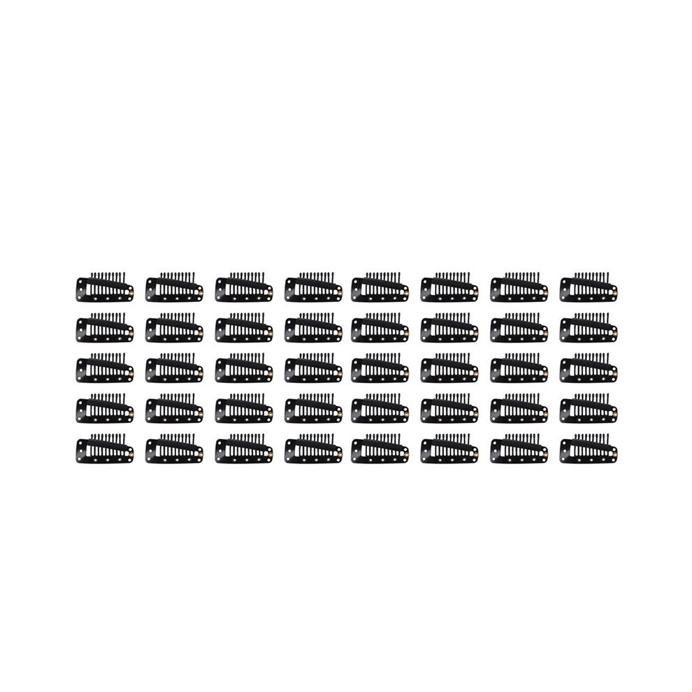 40Pcs Black 10 Teeth Snap the Rubber Back and Cam Wig Clip