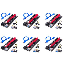 6X PCI-E Pcie Riser 009 Express 1X to 16X Extender PCI E USB Riser 009S Dual 6Pin Adapter Card 15Pin for Bitcoin Miner