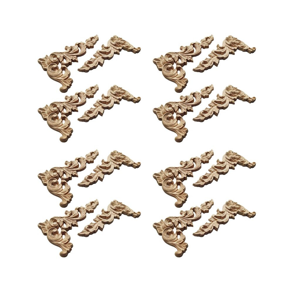 16Pcs Wood Carved Corner Onlay Applique Unpainted Frame Cupboard Cabinet Decal For Home Furniture Decoration A 4713319057417
