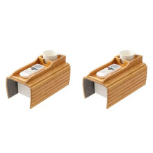 2X Couch Cup Holder, Couch Drink Holder, Natural Bamboo Sofa Cup Holder Armrest Tray, Portable Couch Arm Tray Table