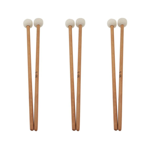 3 Pair  Mallets Drumsticks Drum Sticks with Wood Handle for Percussion Instrument Accessories