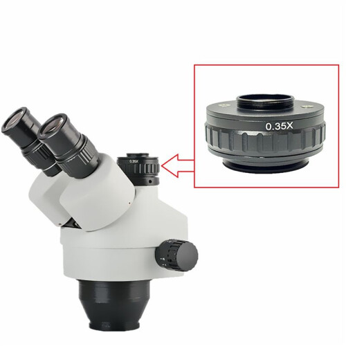 2X C Mount Adapters Lens 0.35X CCD for Trinocular Stereo Microscope Camera 38MM Interface Increased Field of Vision 2