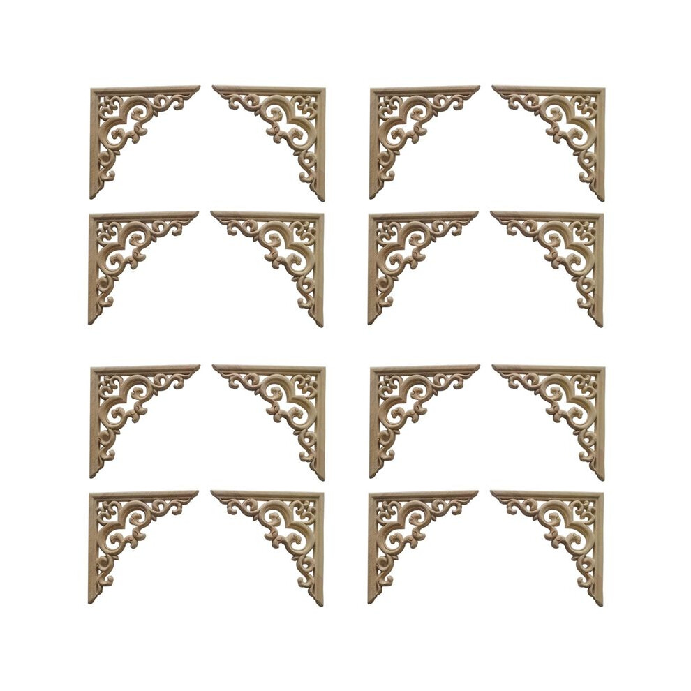 16Pcs Unpainted Wooden Mouldings Decal European Wood Appliques For Furniture Cabinet Flower Wood Carving Decorative 10Cm 6032074954365