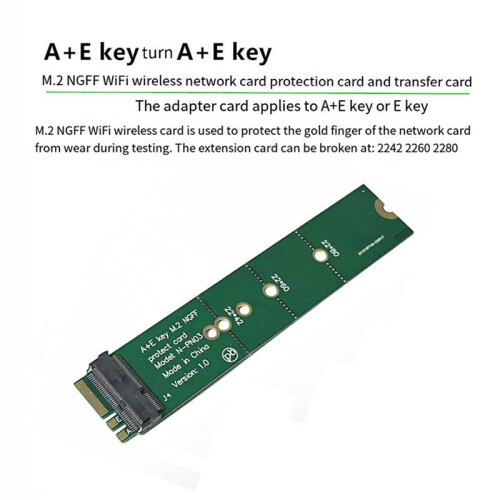 2X WiFi Wireless Card Extension Adapter Protection Card for A+E Key E-Key M.2 NGFF Multi-Functional Network Card 2