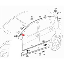 Autotürspiegelverkleidung für - A-Klasse W169 2004-2012, Dreieckige Rückspiegelabdeckung, A1696900287905 R