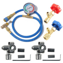 Kit di Ricarica Freon per Frigorifero R134A con Manometro Kit Tubo Flessibile di Misurazione AC per Auto In Rame per Auto, Moto, Quad, Barche
