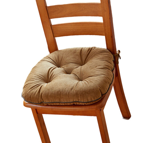 Comfortable Chair Cushion Plush Seat Pad with Secure  Tie-Khaki