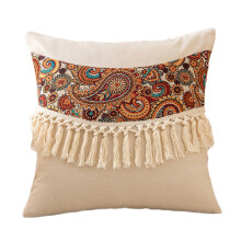 Ethnic Pillow Case Decorative-45x45cm Long curved tassels