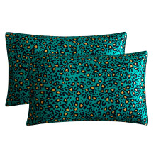 2Pcs Printeds Satins Pillow Case Envelopes-Dark green leopard p
