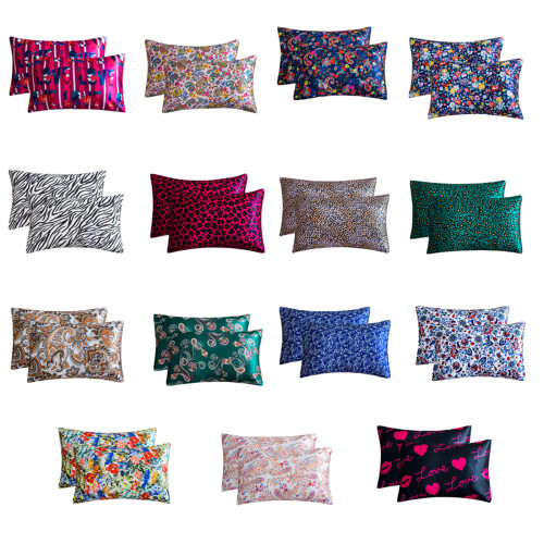 Printeds Satins Pillowcase Silkys Smooth Finished-LOVE02 1