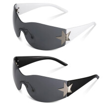 Y2K-Sonnenbrille für Damen und Herren, Wrap-Around-Sonnenbrille mit UV400-Schutz, rahmenloses Shield-Design, modische Sonnenbrille im trendigen
