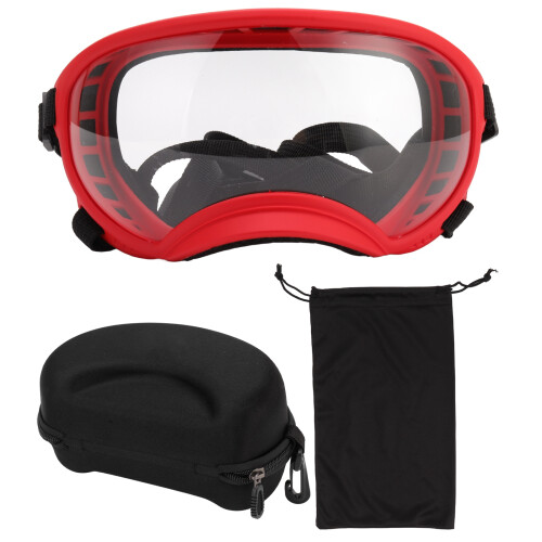 Windproof UV Dustproof Dog Goggles Large Breed Red Frame Adjustable Strap 1