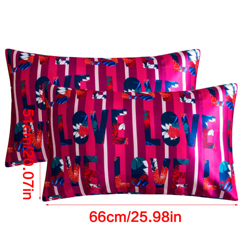 Printeds Satins Bed Pillowcases 2 Pack 51x66cm Smooth-LOVE01 1