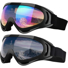Family Ski Goggles, 2-Piece Pack, Modest Size for All Ages, Multi-Colored Lenses for All Weather Visibility, Helmet Compatible, Wind And Dustproof, Sa