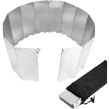Para-brisa dobrável para fogão de acampamento, ideal para cozinhar ao ar livre. Fabricado em liga de alumínio, este para-brisa portátil para