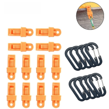 Presilha para lona com trava reforçada, impermeável e resistente às intempéries, ideal para camping e coberturas de caravanas.