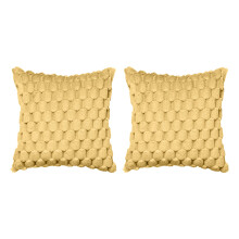 Taie d'oreiller en peluche élégante, fourrure avec grille-Jaune