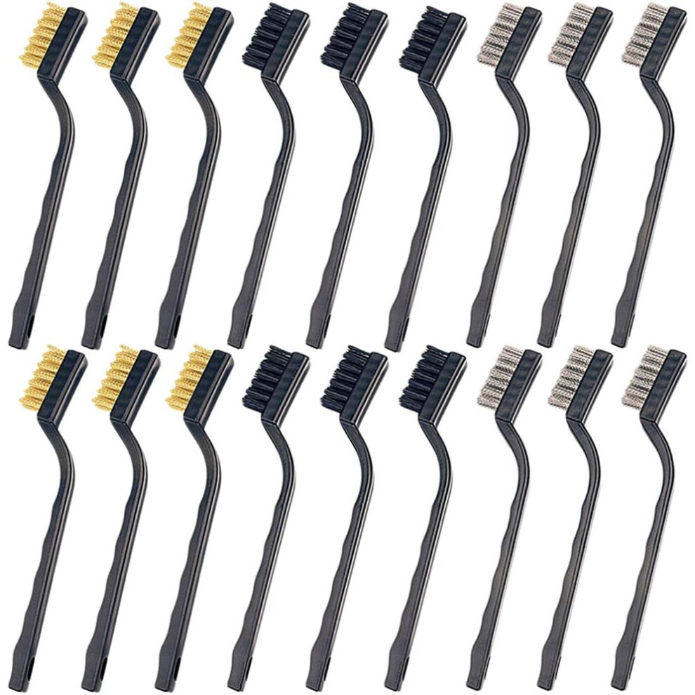 Professional Mini Wire Brush Set For Heavy Duty Cleaning, Industrial Wire Brushes With Stainless Steel, Brass Bristles For Welding Slag And Rust 9358999365992