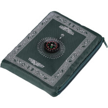 Travel Prayer Mat, Pocket Size Design Compass Integrated Durable Polyester Fiber For Seamless Prayer Experience (With Carrying Case)