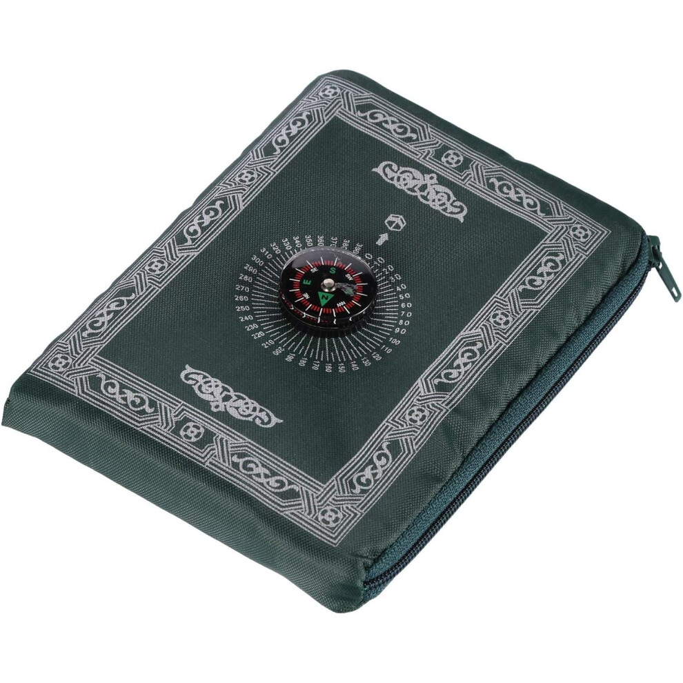 Islamic Prayer Mat, Portable Travel Prayer Mat Reinforced Corners for Good Grip, Lightweight and Portable for Muslims on-the-go (Includes Compass)
