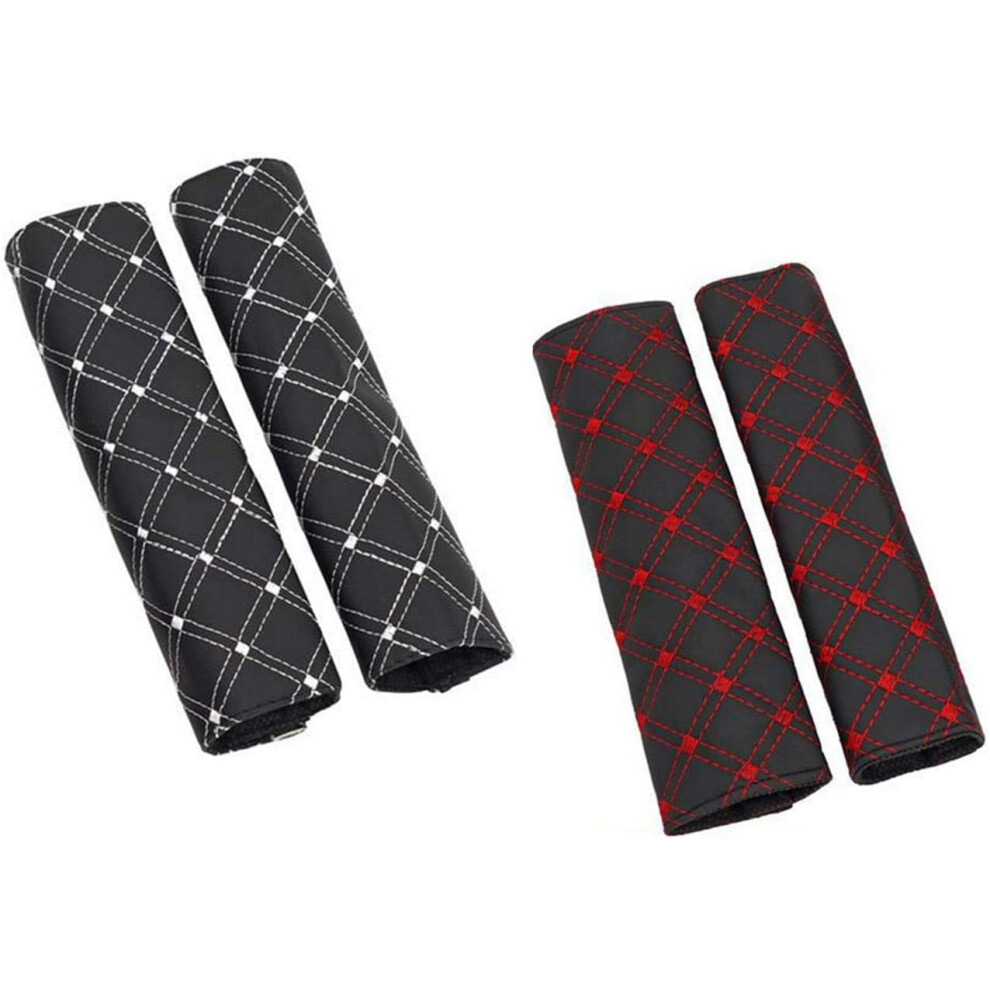 Stylish Grit Pattern Leather Seatbelt Covers, Rhinestone Decoration Adds Sparkle To Your Driving Experience, Ensuring Comfort And Safety For Your 9340258654992
