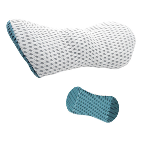 Adjustable Memory Foam Lumbar Pillow for Desk-Blue light gray