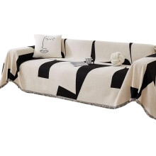 Geometrics Sofa Slipcover Chenilles Fabric Couch Cover-Black
