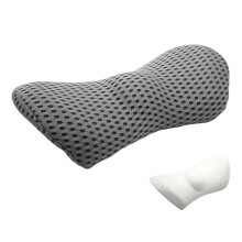 Back Support Pillow for Desk and Car Seats, Ergonomic-Dark Gray