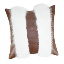 Warm Embraces PU Leather Splicing Plush Pillow Cover Soft