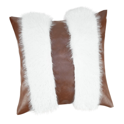 Warm Embraces PU Leather Splicing Plush Pillow Cover Soft