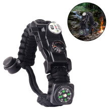 Survival Wristband for Outdoor Adventures, Survival Tactical Emergency Gear Kit with Built-in Compass Whistle Fire Starter, Paracord Bracelet Emergenc