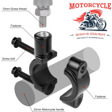 Adaptador de guidão para motocicleta, suporte de espelho retrovisor para guidão com aparência personalizável para guidão de 22 mm, encaixe