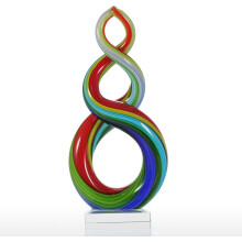 Moderne decoratieve sculptuur, handgeblazen, unieke abstracte kunstsculptuur met hoge temperatuur bakproces, gepolijst glas met platte bodem.