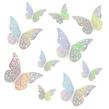 3D Butterfly Wall Decor For Wide Application, Hollow-Out Design With Metallic Paper Elevates Decorative Levels (Multicolor White, 24 Pcs)