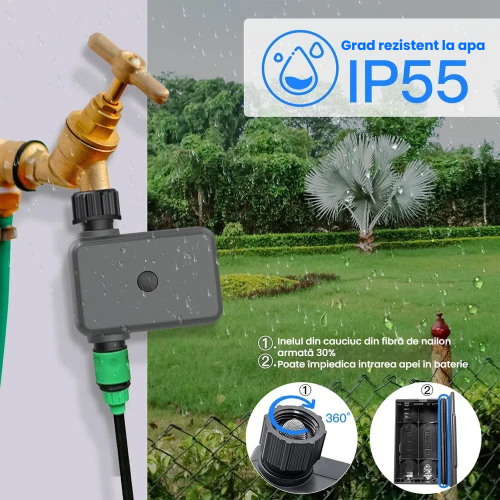 Rain Delay Garden Irrigation System, Water Saving Automatic Timer with Manual Automatic Irrigation, Smart Bluetooth Valve for Landscape with App and V 1