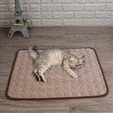 (Brown) Cooling Mat Pad For Dogs Cats Ice Silk Mat Cooling Blanket Cushion