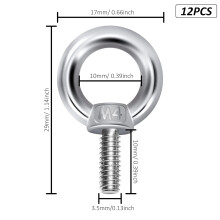 Accesorios de elevación de alta resistencia, tuerca de ojo de elevación de anillo de acero inoxidable con rosca métrica universal, herramienta de