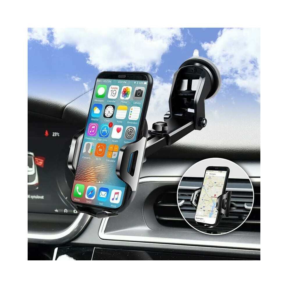 Military-Grade Certificate Dashboard Windshield Cell Automobile Cradles, Exclusive 2 Engaged Gears Clamp Arms, Super Adhesive Gel Pad Ensures Secure 9405630630190