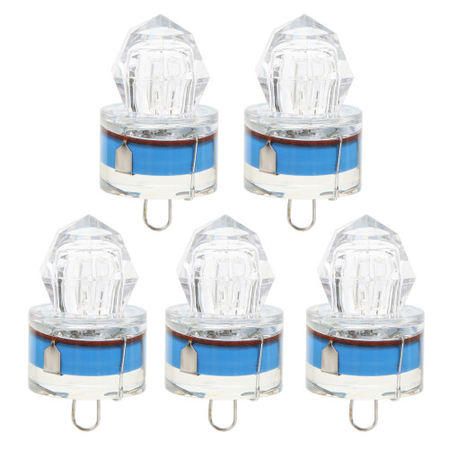 5Pcs Automatic Flashing LED Bass Lure Light Blue Diamond Shape 1