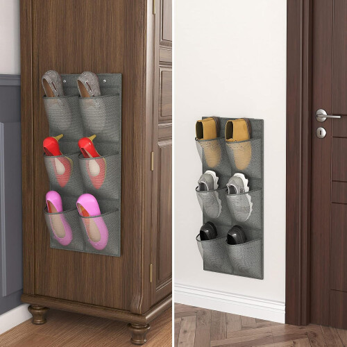 Wall Mounted Canvas Shoe Organizer, Space Saver For Dorms And Apartments, Multi-functional Storage Solution With Easy Installation 1