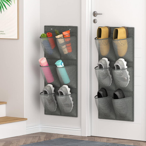 Wall Mounted Canvas Shoe Organizer, Space Saver For Dorms And Apartments, Multi-functional Storage Solution With Easy Installation
